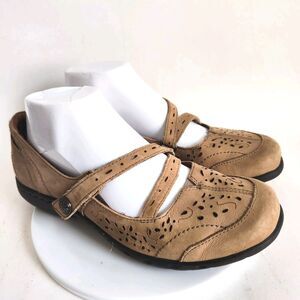 Rockport Cobb Hill Cross-Strap Mary Janes Comfort Shoes Beige Tan Womens 7 Wide